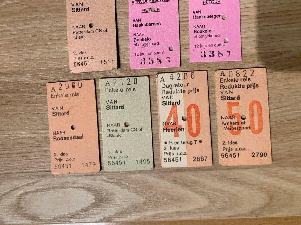 9 stuks  oud treikaartjes, Ophalen of Verzenden, Gebruikt, Trein, Overige typen