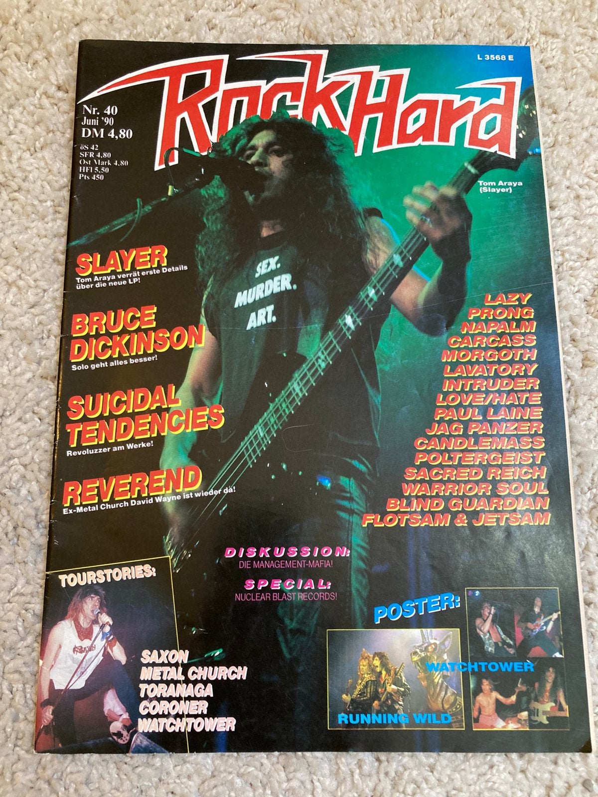 ROCK HARD Magazine 1990 SLAYER Suicidal Tendencies REVEREND, Ophalen of Verzenden, Zo goed als nieuw, Muziek, Film of Tv