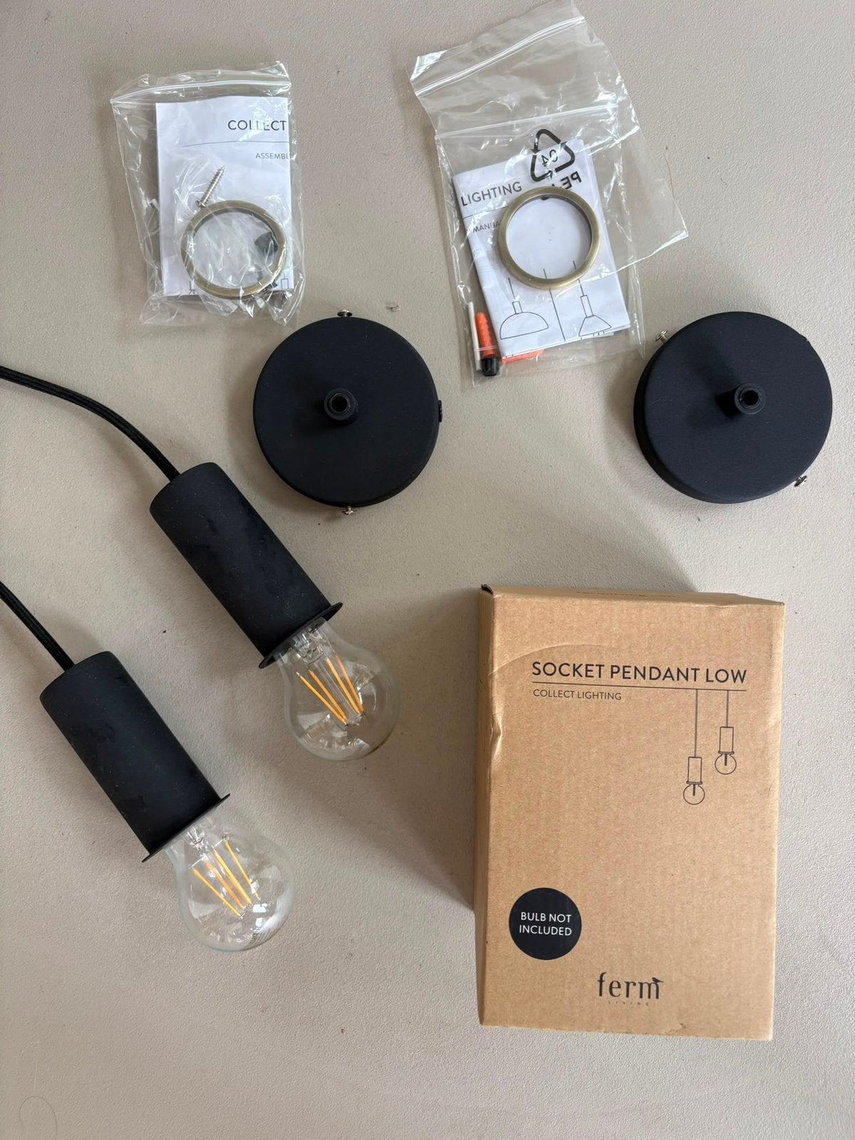 Ferm living socket pendant low zwart (2), Ophalen, Zo goed als nieuw