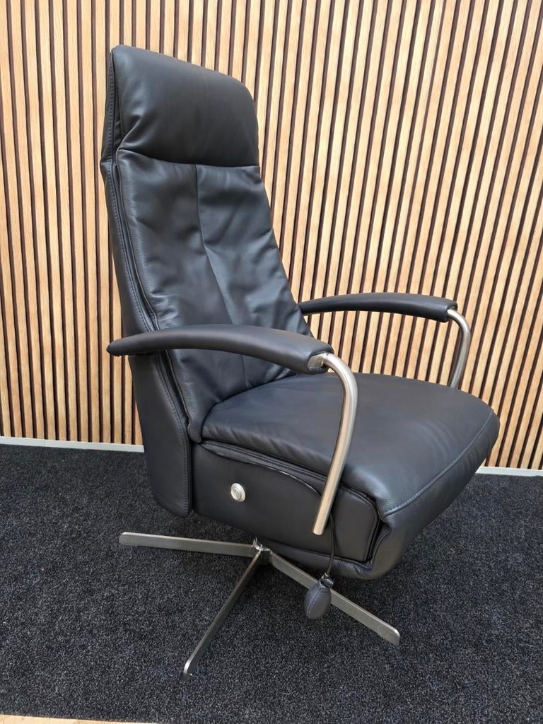 Luxe relax draai fauteuil stoel Prominent leer XXL lende top, Minder dan 75 cm, Leer, Ophalen of Verzenden, Zo goed als nieuw