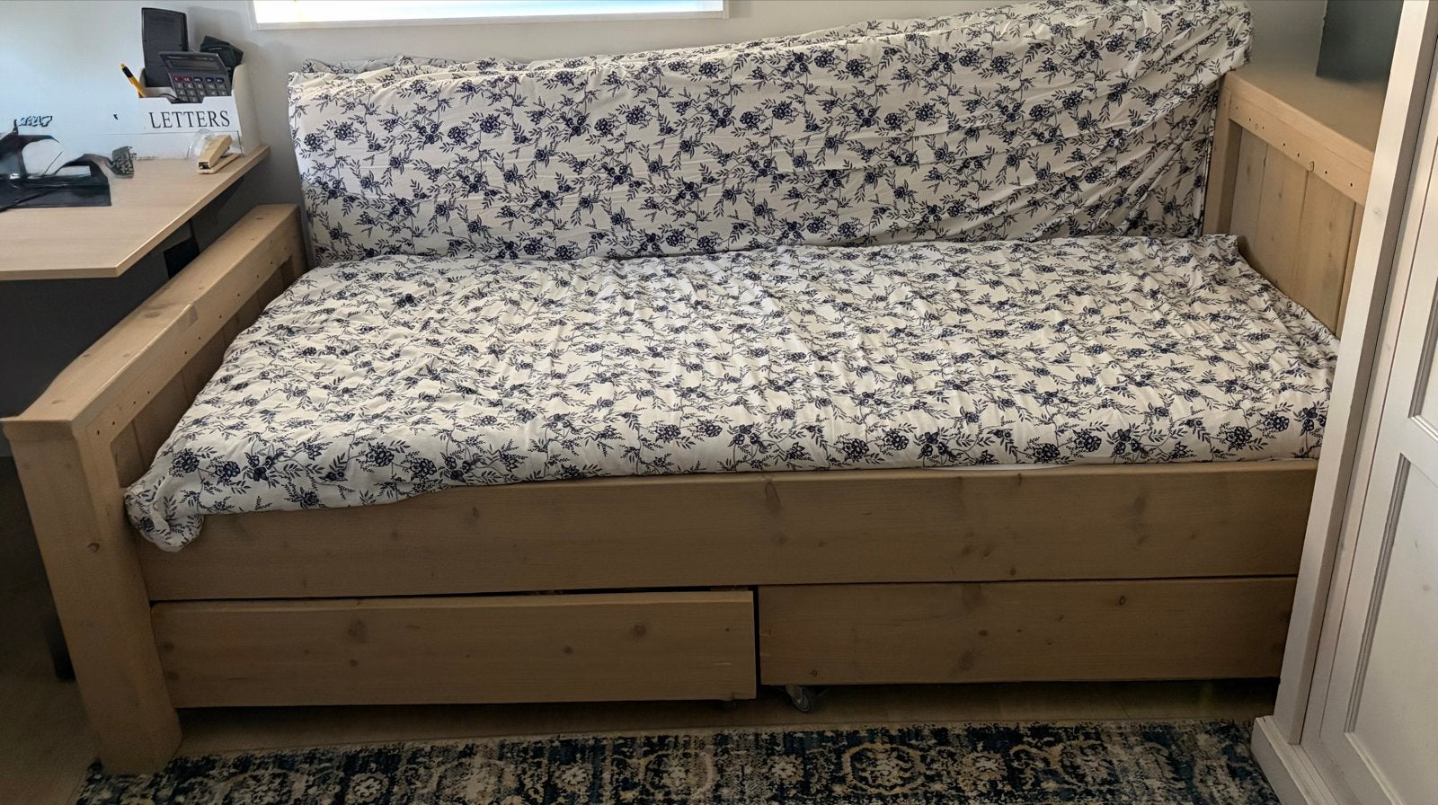 Steigerhouten eenpersoonsbed met 2 lades, Ophalen, Gebruikt, Eenpersoons, Steigerhout