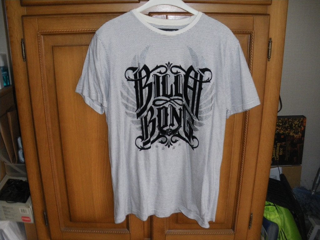 wit gestreept zomer shirt mooie print maat large billabong, Kleding | Heren, Polo's, Ophalen of Verzenden, Zo goed als nieuw, Maat 52/54 (L)