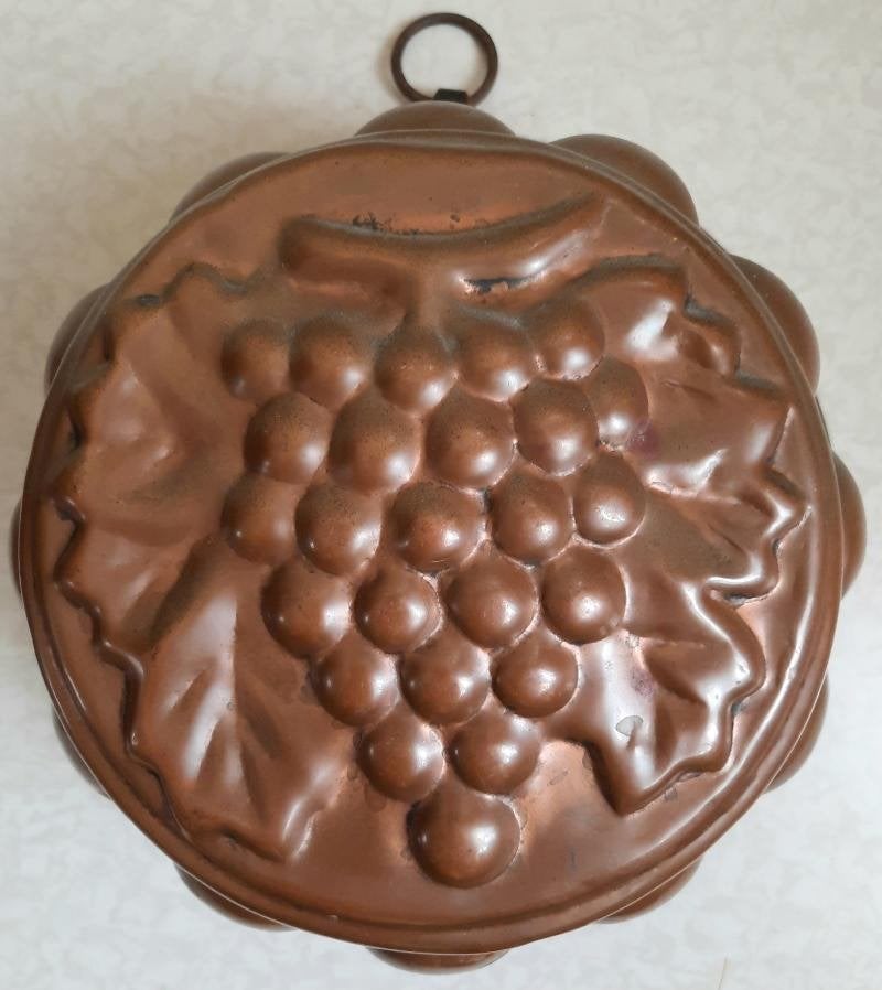 Antiek grote rood koperen cake/taartvorm druiven, Antiek en Kunst, Ophalen of Verzenden, Koper