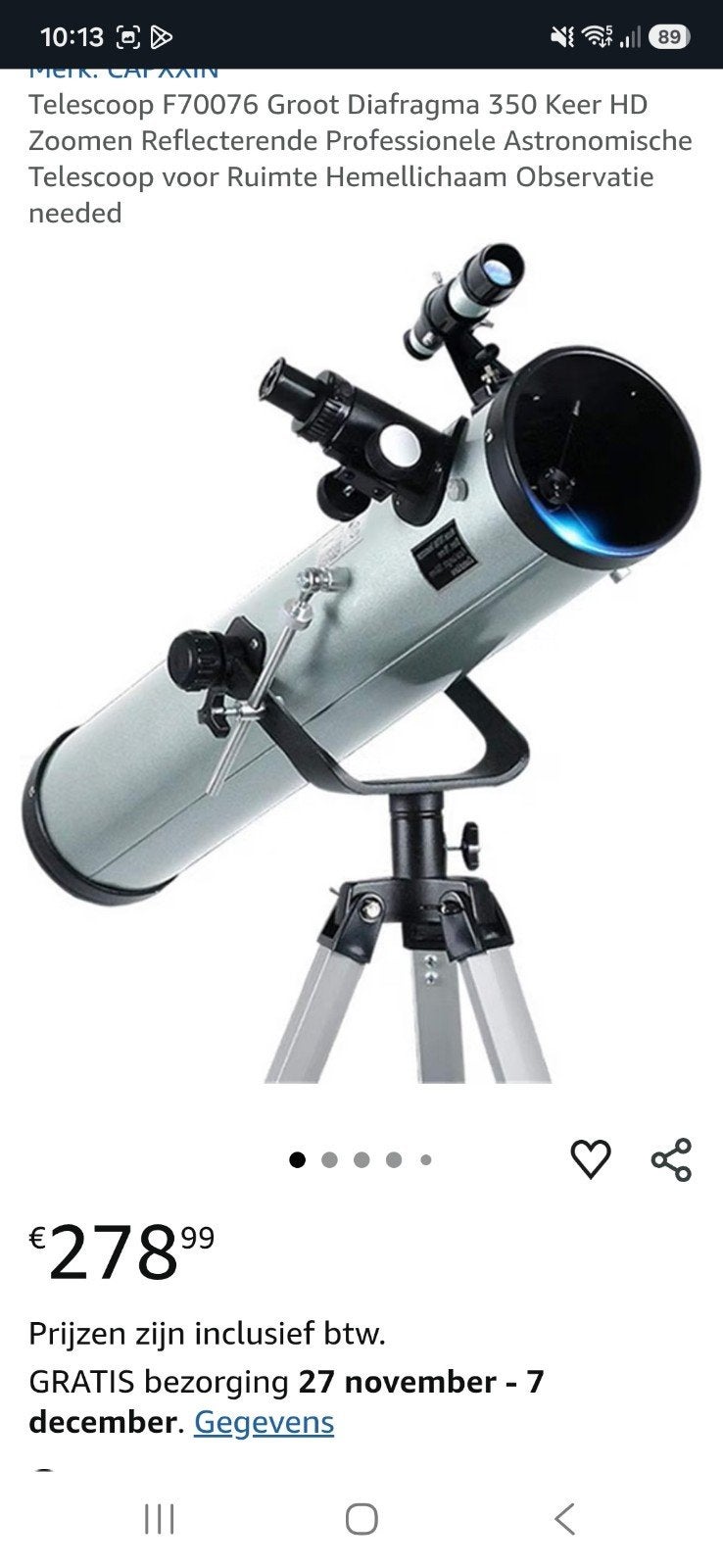 Nieuwe F70076 Reflector Telescoop met Statief, 80 tot 200 mm, Nieuw, Met statief, Spiegeltelescoop (reflector)