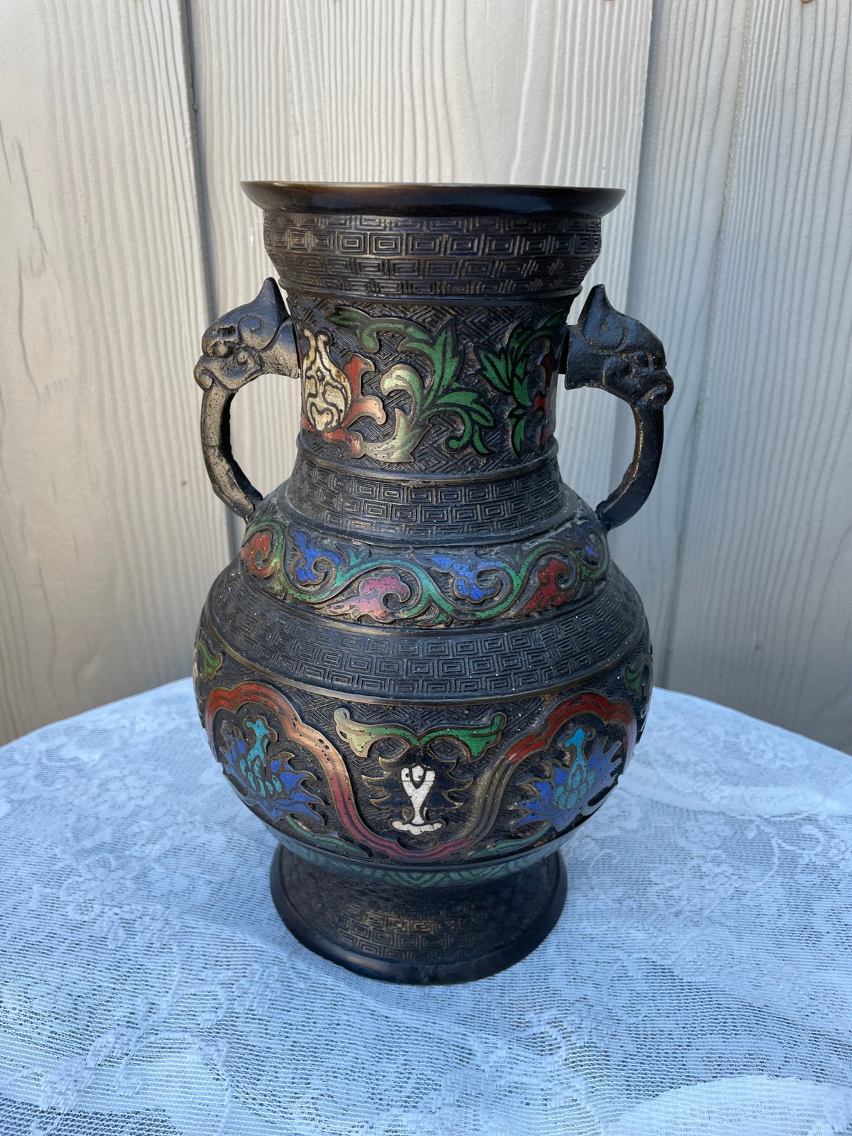 Antieke Chinese Bronzen Cloisonné Vaas – Emaille – 28cm, Ophalen of Verzenden