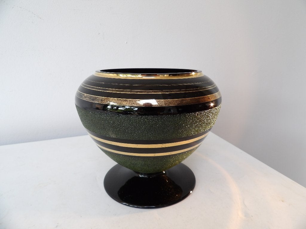 Art Deco Vaas Doyen, zwart/goud