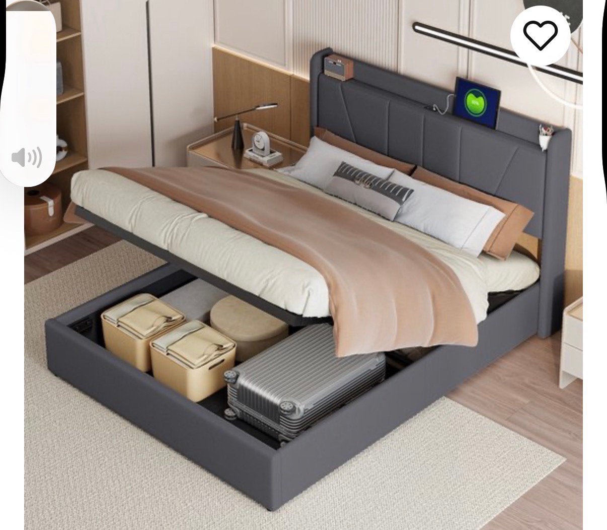Bed grijs stoffen hoofdbord 140 bij 200, Ophalen, Tweepersoons, 140 cm, Zo goed als nieuw