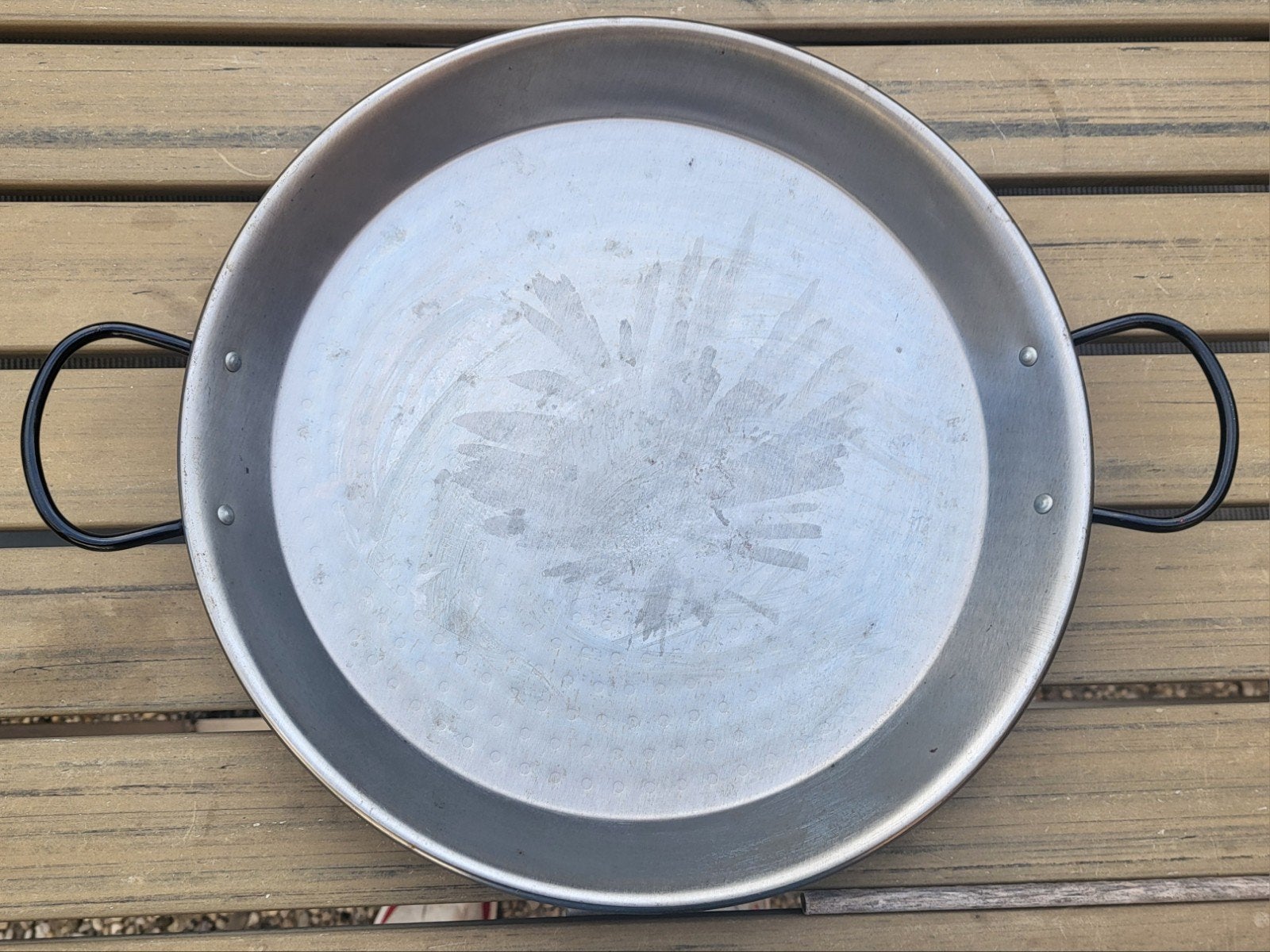 Gepolijst Stalen Paella pan (34 cm) - Zo goed als nieuw, Huis en Inrichting, Overige materialen, Overige typen, Met handvatten