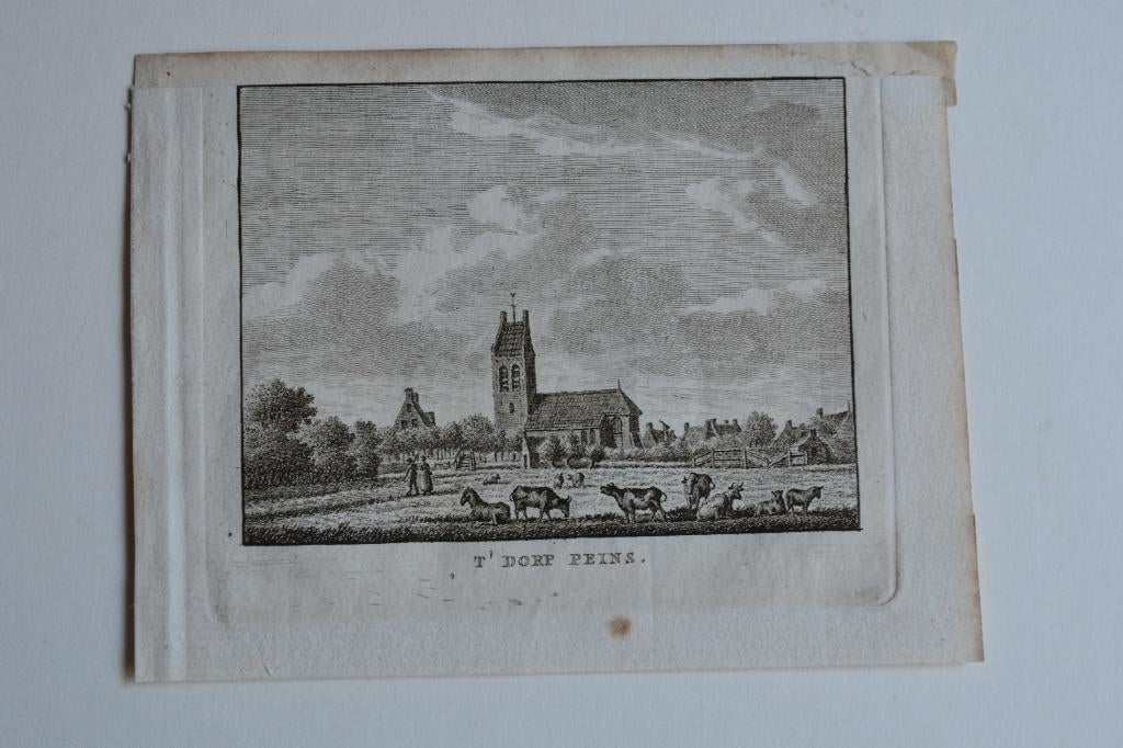 PEINS FRIESLAND Kopergravure 1786 J.Bulthuis K.F Bendorp GT3, Verzenden, Stadsgezicht, 10 cm, 1700 - 1799