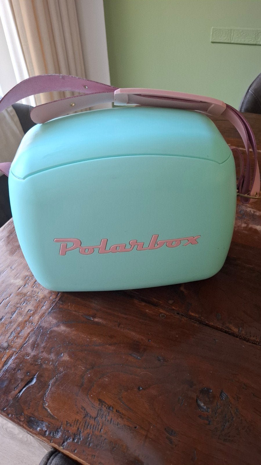 Polarbox Koelbox - Mintgroen met Roze Details, Caravans en Kamperen, Ophalen, Zo goed als nieuw, Koelbox, Koelelement