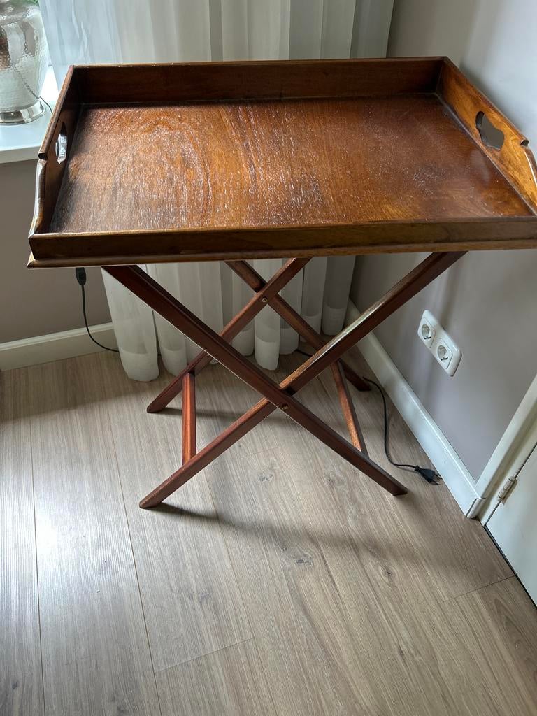 Inklapbare houten theetafel met los blad - 65x46x80cm, Ophalen of Verzenden, Zo goed als nieuw