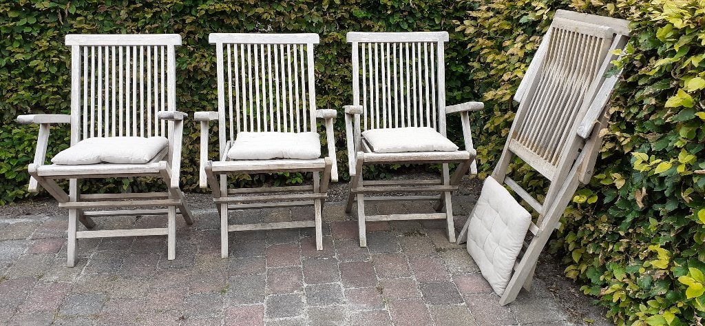 teakhouten tuinstoelen, Ophalen, Gebruikt, Teakhout, Inklapbaar