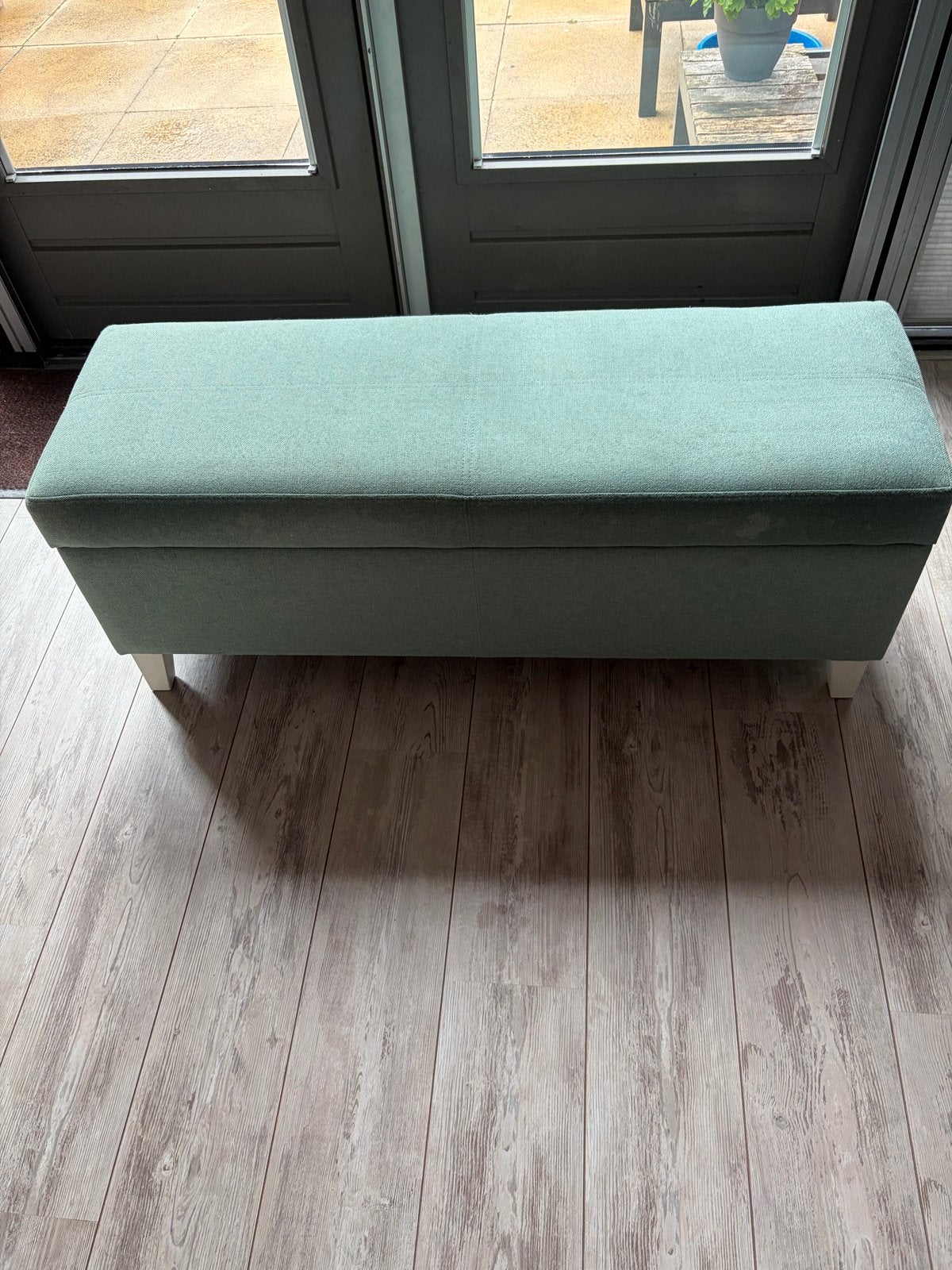 Mintgroene hocker met opbergruimte - 120x40x47cm, Ophalen, Minder dan 50 cm, 100 tot 125 cm, Zo goed als nieuw