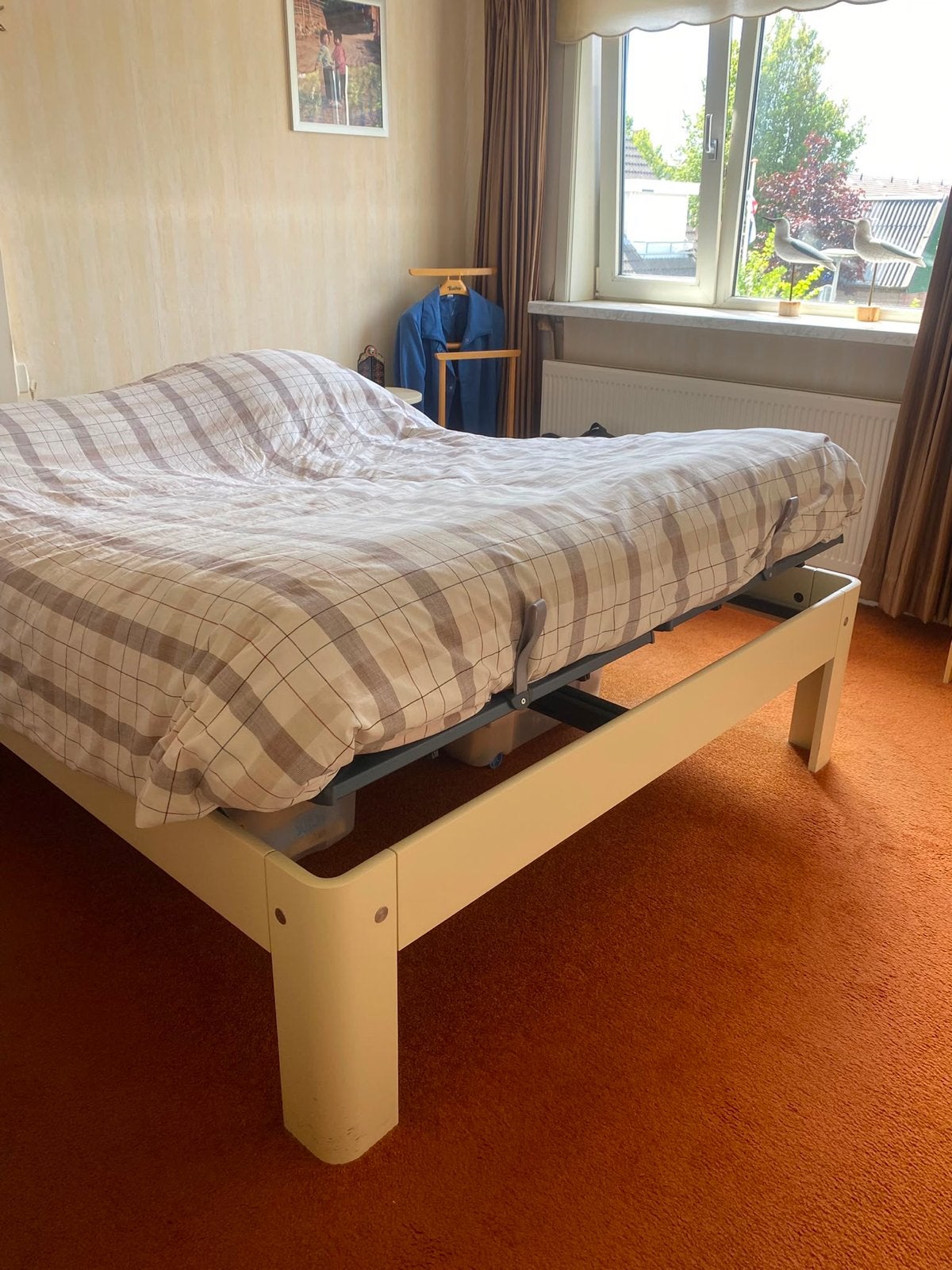 Verstelbaar tweepersoonsbed ( aupin ), Ophalen, Wit, Tweepersoons, 200 cm