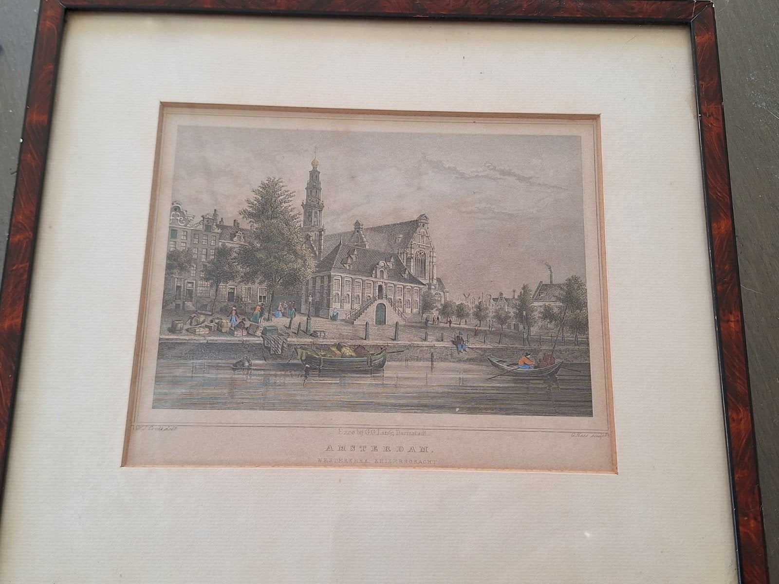 Staalgravure Amsterdam Westerkerk Keizersgracht ca. 1858, 1800 - 1899, Stadsgezicht, Ophalen of Verzenden, Gravure