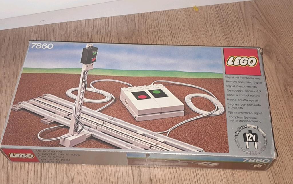 Lego trein 12v 12 volt stoplicht rails 7860 met doos netjes, Compleet, Overige thema's, Lego, Ophalen of Verzenden