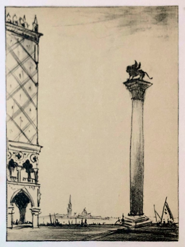 Jan Poortenaar (1886-1958) Lithografie 'Leeuw van venetië', Antiek en Kunst, Ophalen of Verzenden