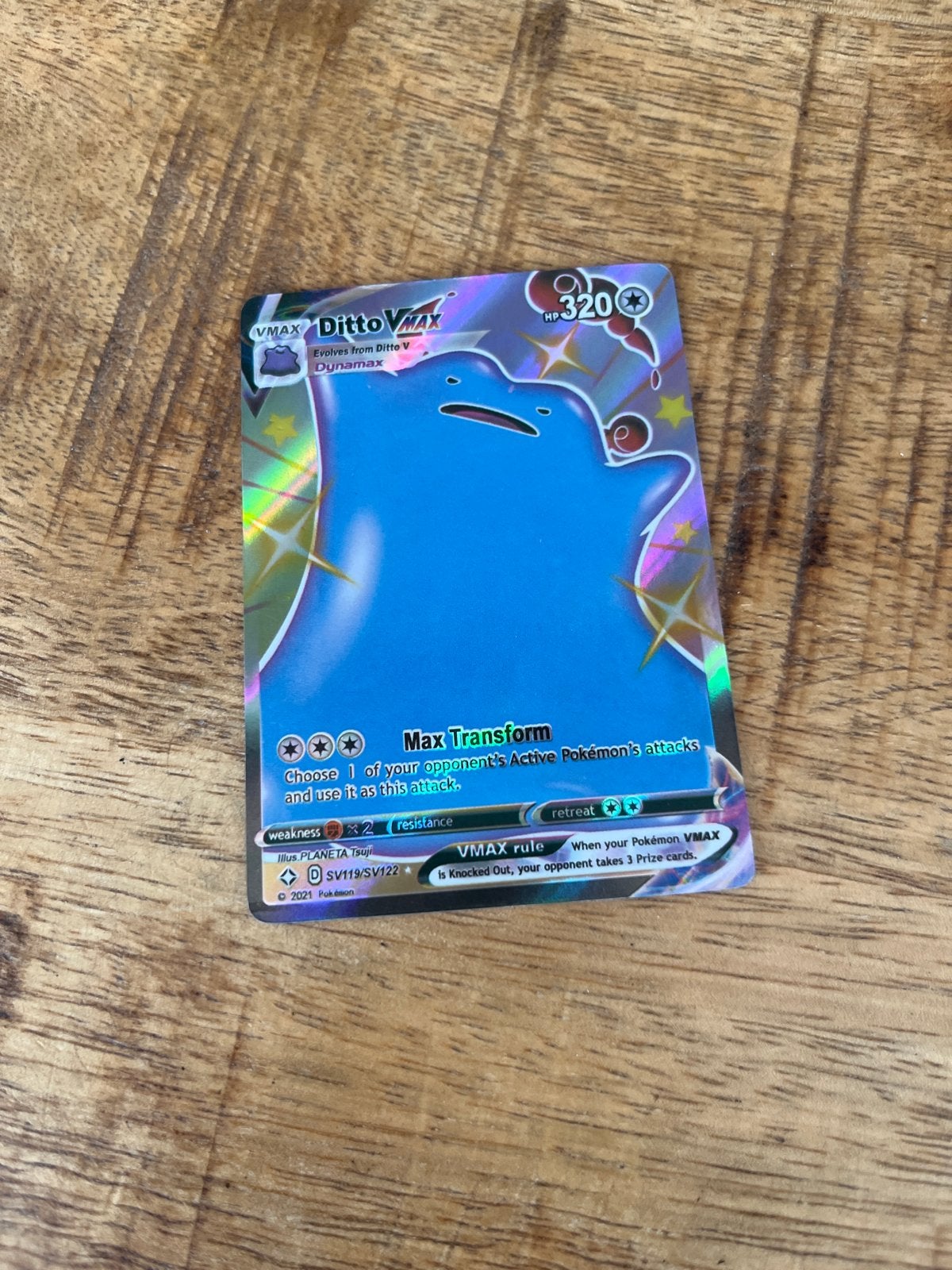 Pokémon Kaart: Ditto VMAX (SV119/SV122) Glanzend, Ophalen of Verzenden, Zo goed als nieuw, Losse kaart, Foil