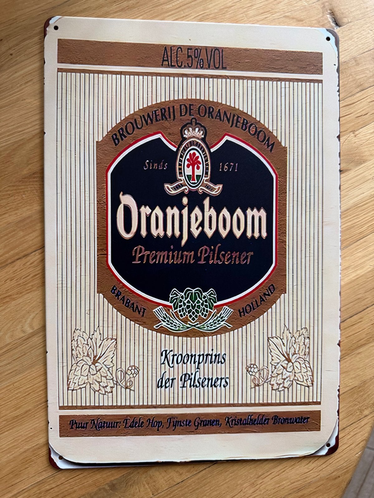 Vintage Oranjeboom Premium Pilsener Reclamebord 30 bij 20, Ophalen of Verzenden, Gebruikt, Reclamebord