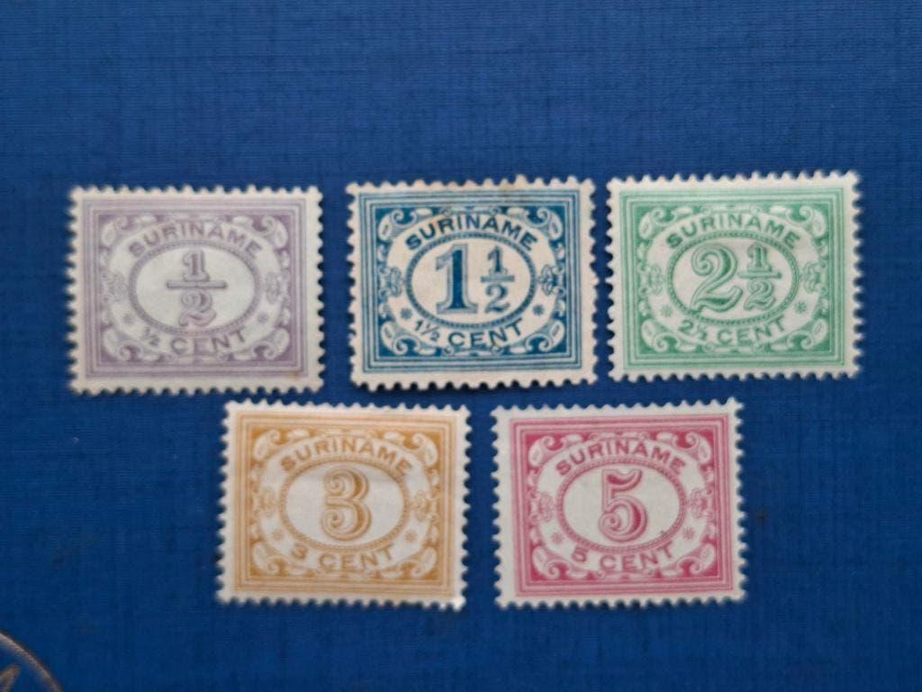 Postzegel Suriname 1913 5 zegels Cijfers 17-05, Ophalen of Verzenden, Postfris