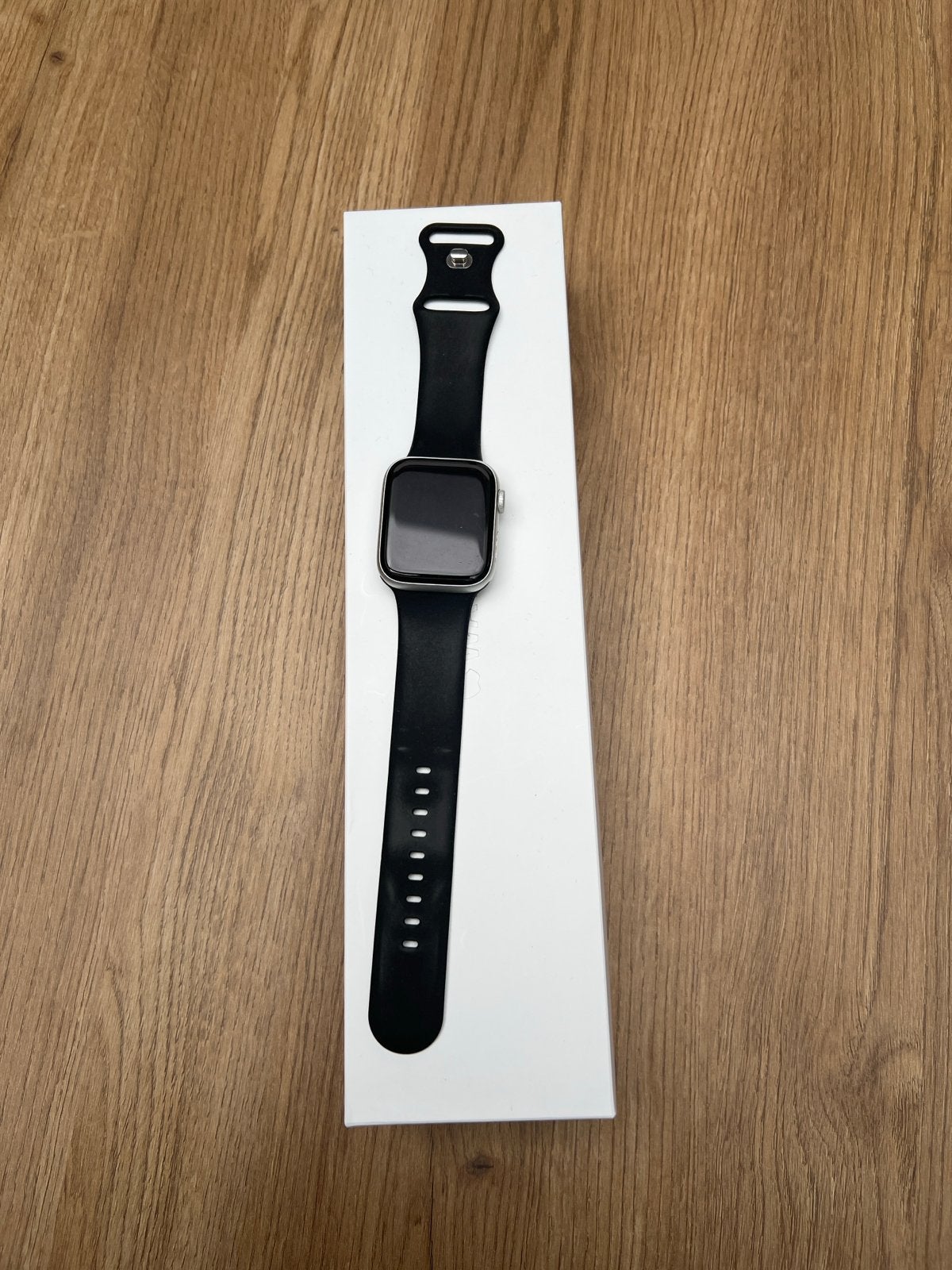 Apple Watch Series 5- Zilver met Zwart Bandje, Gebruikt, Hartslag, IOS, Ophalen of Verzenden