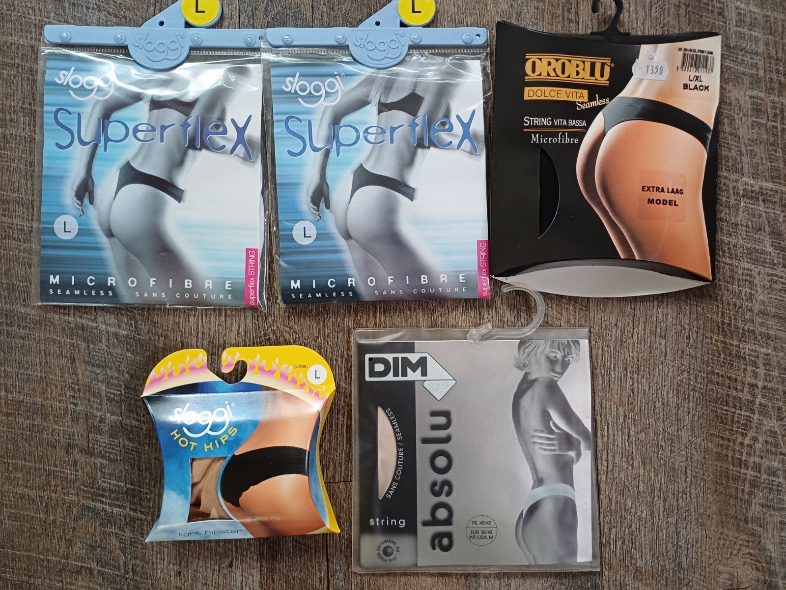 5 strings maat L en 1x maat M, Sloggi, Oroblu, DIM, Ophalen of Verzenden, String
