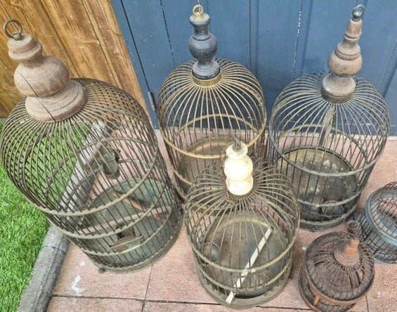Div antieke koperen messing vogelkooien, Antiek en Kunst, Ophalen