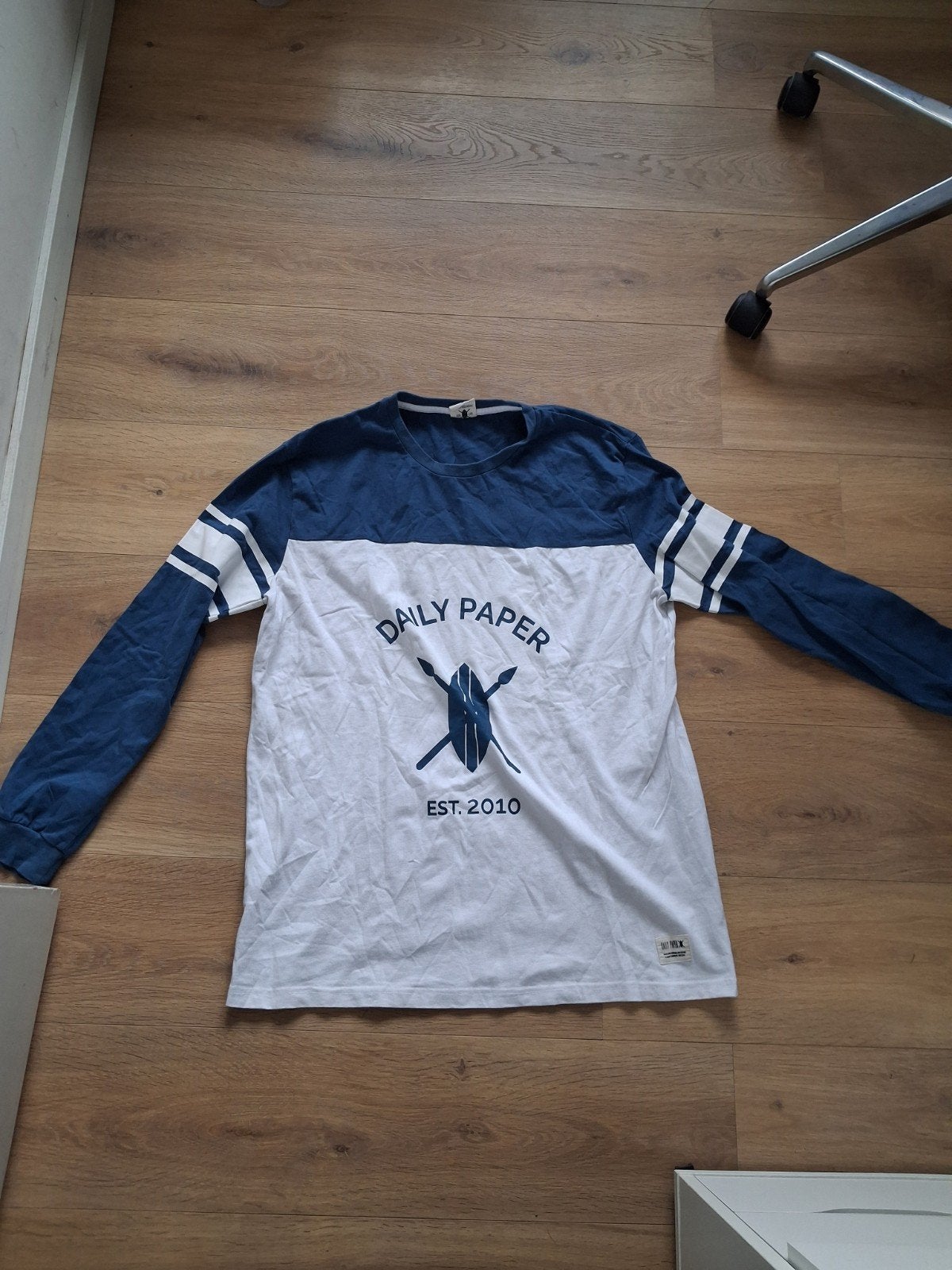 Daily Paper Shirt Lange Mouwen XL - Blauw/Wit Vintage Stijl, Blauw, Maat 56/58 (XL), Ophalen of Verzenden, Daily Paper