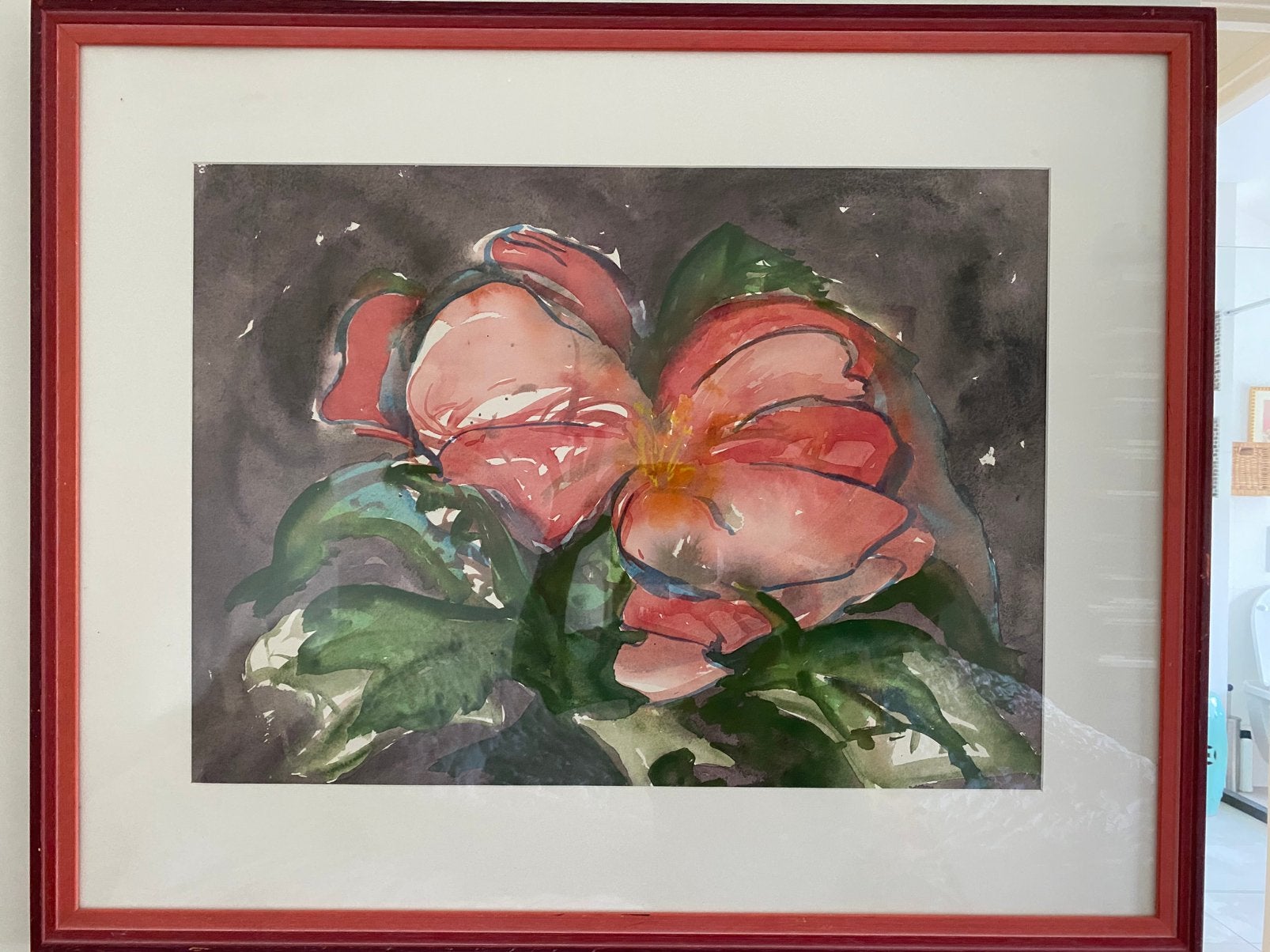 Aquarel, origineel, ingelijst Noordeinde, Realistisch, Aquarel, Achter glas, Papier