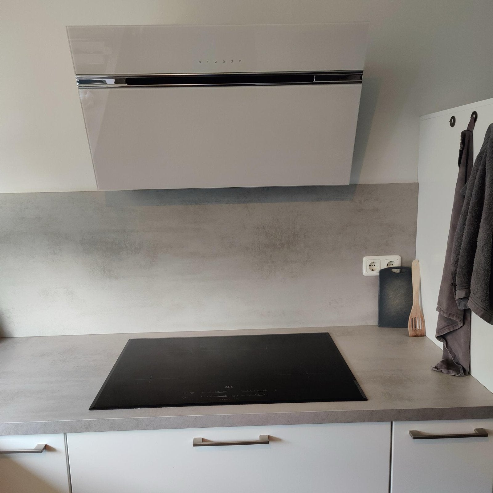 ELICA STRIPE 90 CM WIT GLAS recirculatie afzuigkap, Ophalen, Wandschouwkap, Zo goed als nieuw, 600 tot 800 m³ per uur