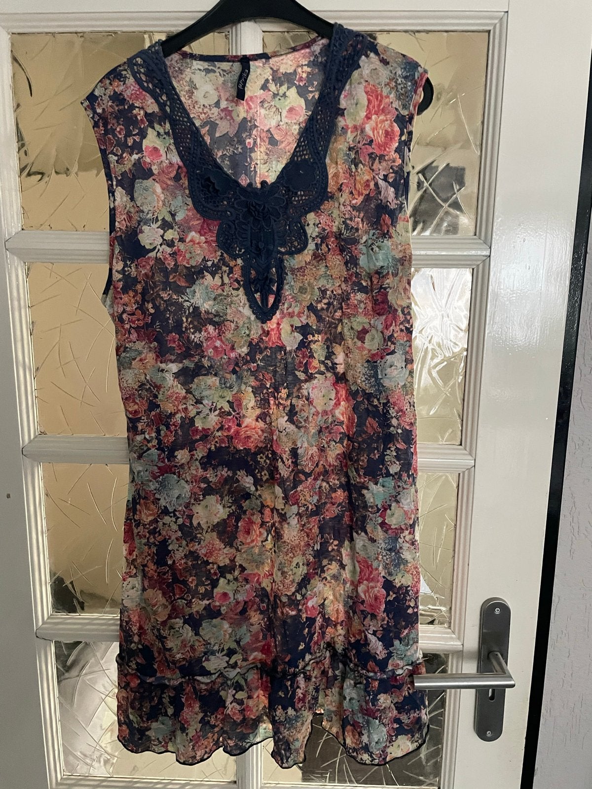 Paprika Bloemenjurk met Kant - Maat 46, Kleding | Dames, Jurken, Maat 38/40 (M), Blauw, Ophalen of Verzenden, Zo goed als nieuw