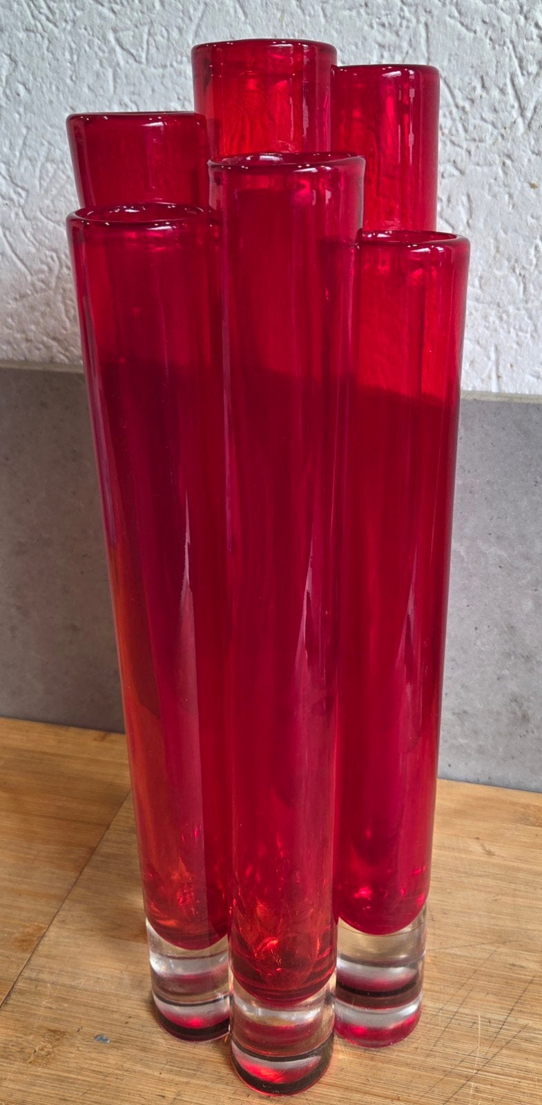 ZGN zware Pols Potten vaas tulpenvaas tuitvaas, Huis en Inrichting, Ophalen, 45 cm, Rood, Glas
