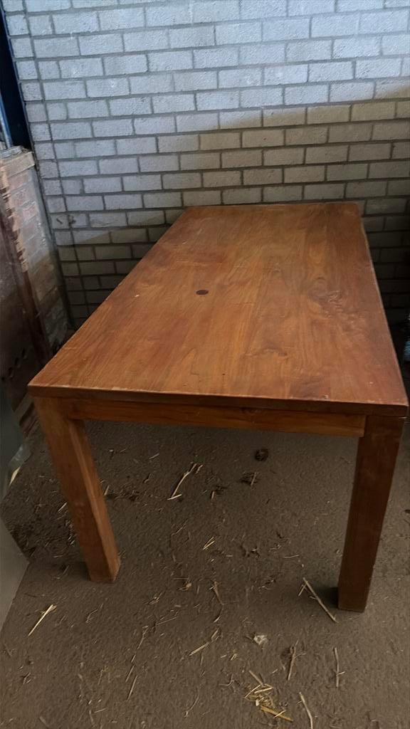 Teak houten eettafel 90x180, Ophalen, Gebruikt, 50 tot 100 cm, 150 tot 200 cm