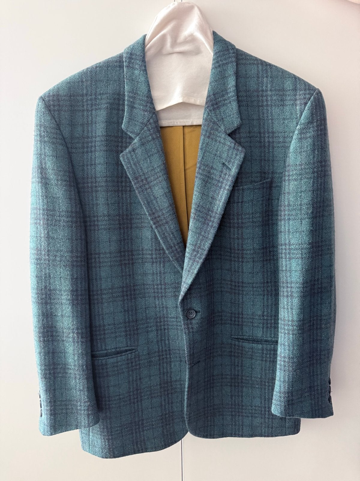 Vintage 100% Scheerwol Geruite Blazer – EU 46, Ophalen, Zo goed als nieuw, Maat 46 (S) of kleiner, Blauw