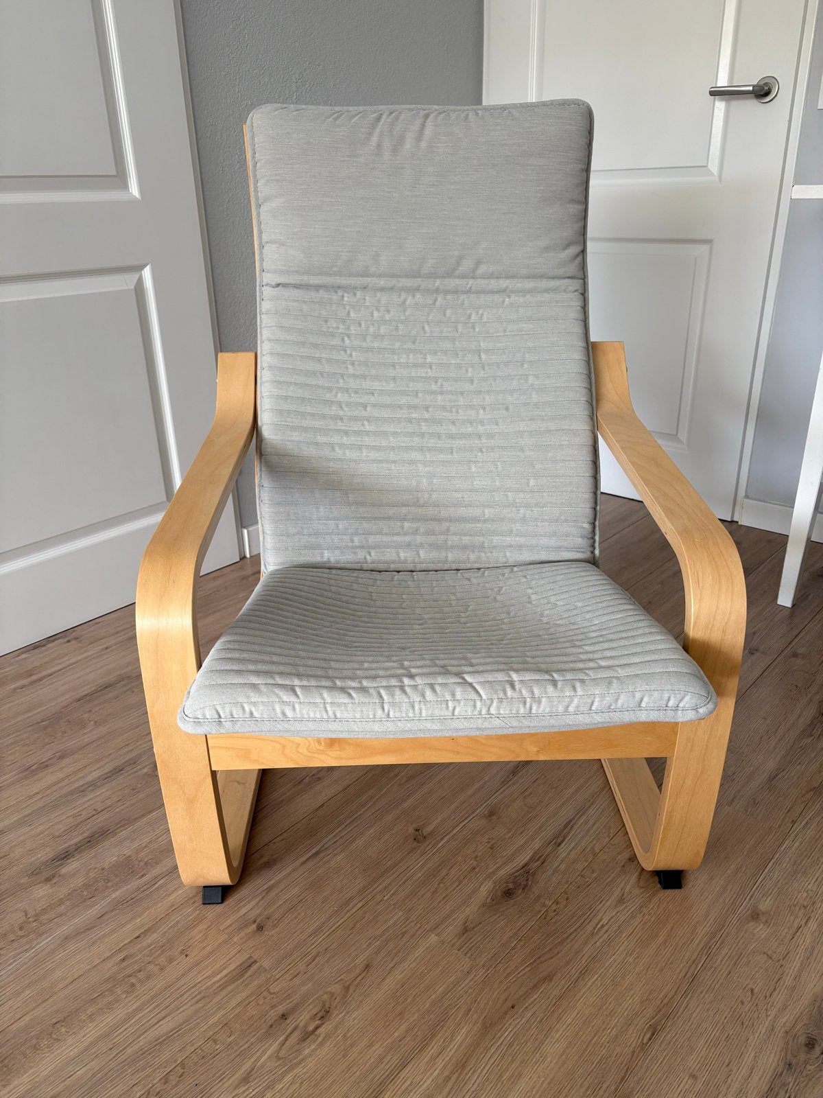 IKEA POÄNG stoel met lichte bekleding, Ophalen, Gebruikt, 75 tot 100 cm, 50 tot 75 cm