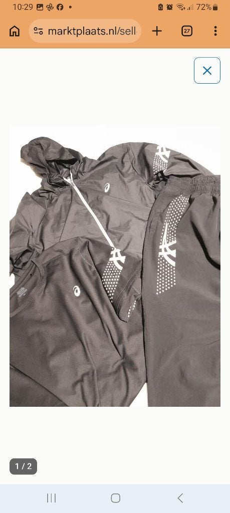 Asics trainingspak, Ophalen, Zwart, Maat 56/58 (XL), Zo goed als nieuw