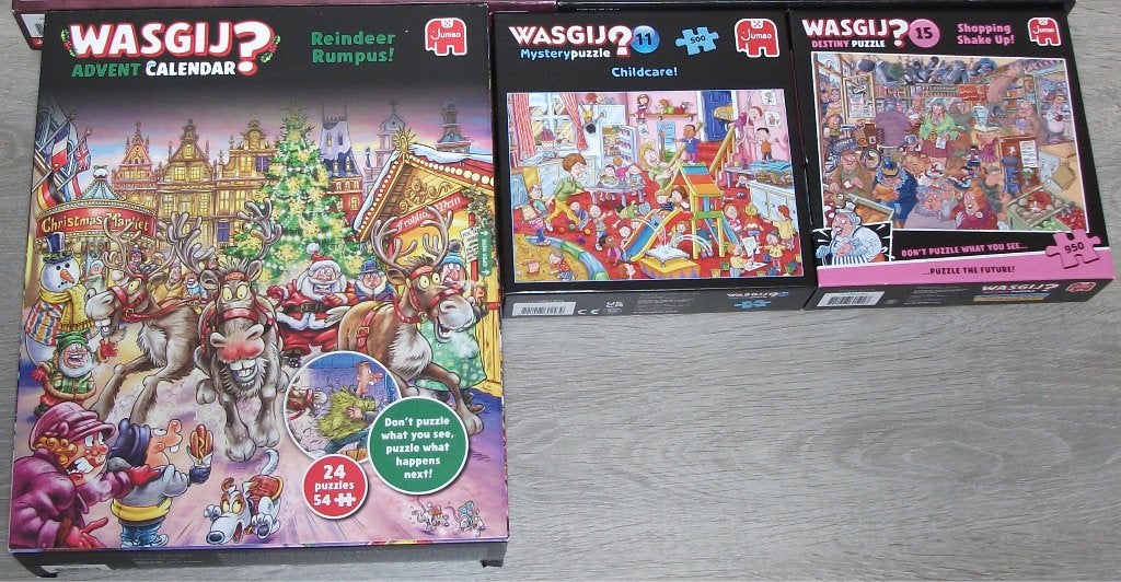 Diverse *** PUZZELS WASGIJ *** 3 stuks, Ophalen of Verzenden, 500 t/m 1500 stukjes, Zo goed als nieuw, Legpuzzel