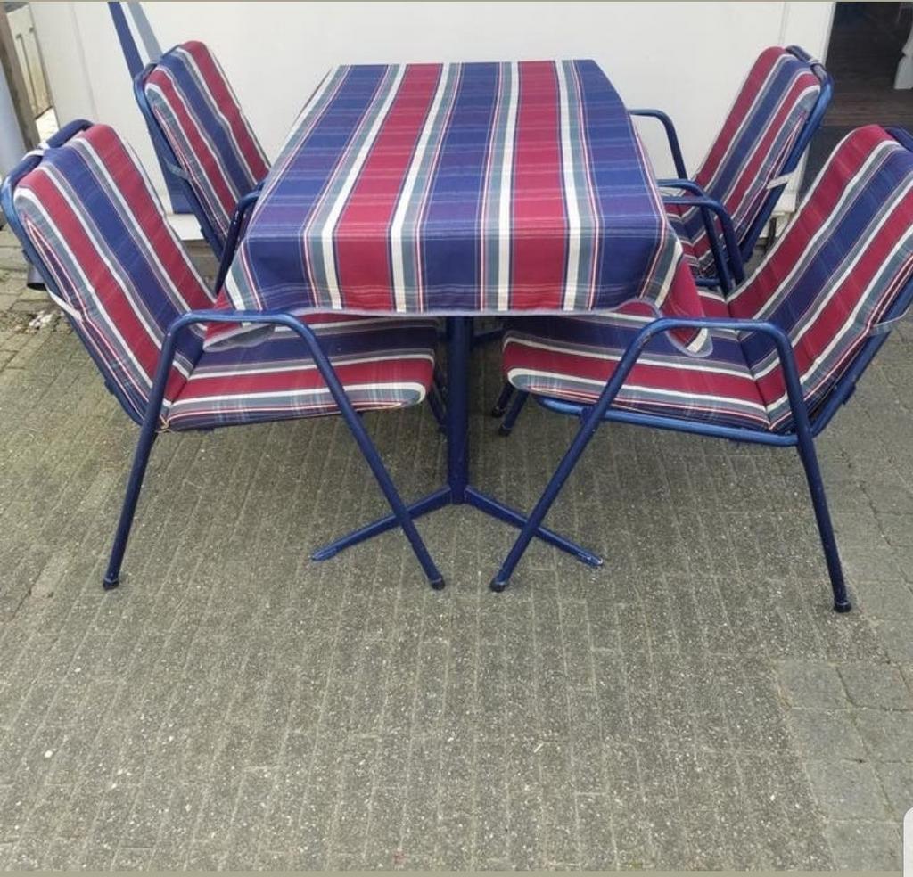 Tuinset met 4 stoelen en tafel, Ophalen, Gebruikt, Tuinset, Eettafel