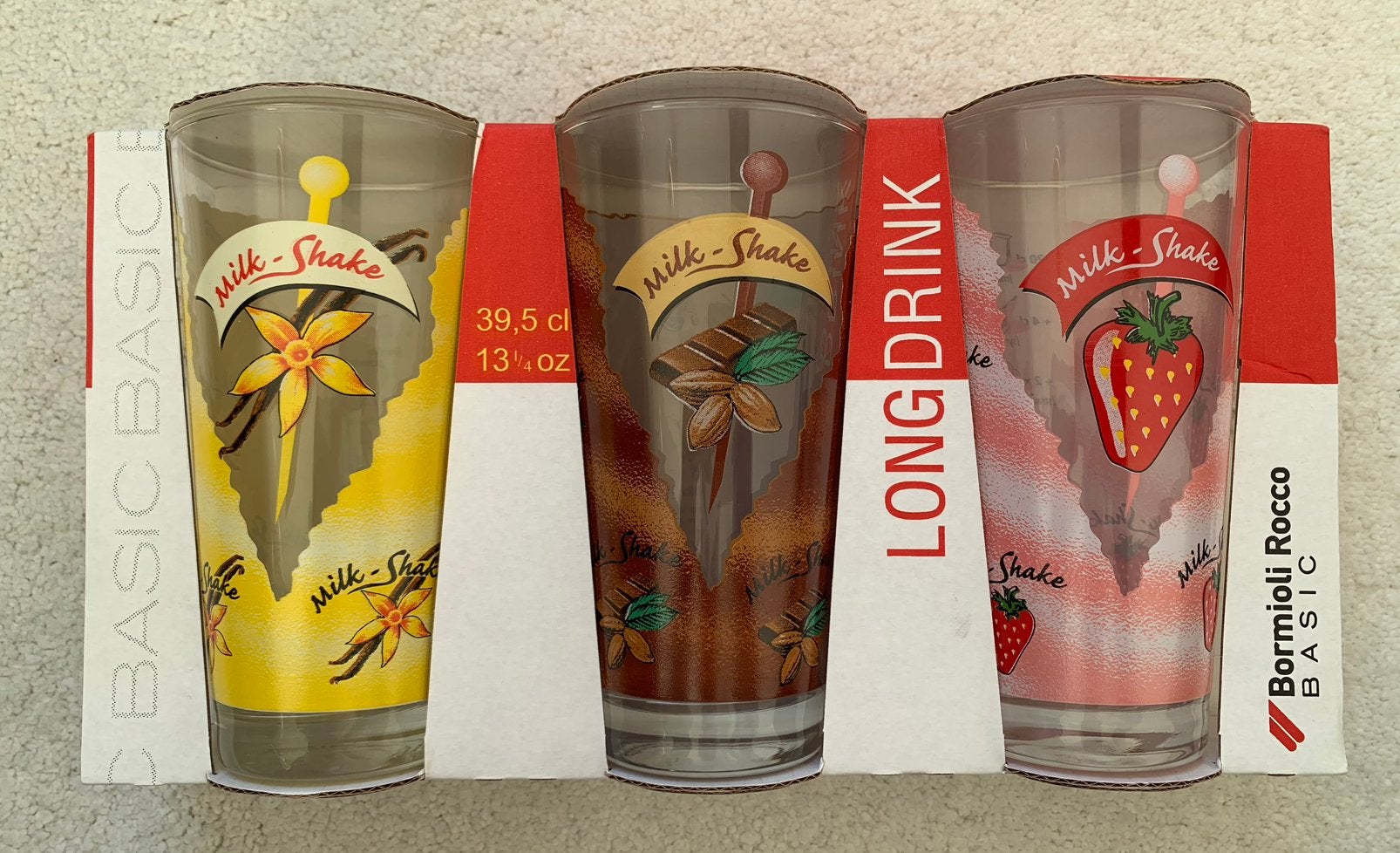 3 nieuwe Milkshake longdrink-glazen., Glas of Glazen, Overige merken, Nieuw, Ophalen of Verzenden