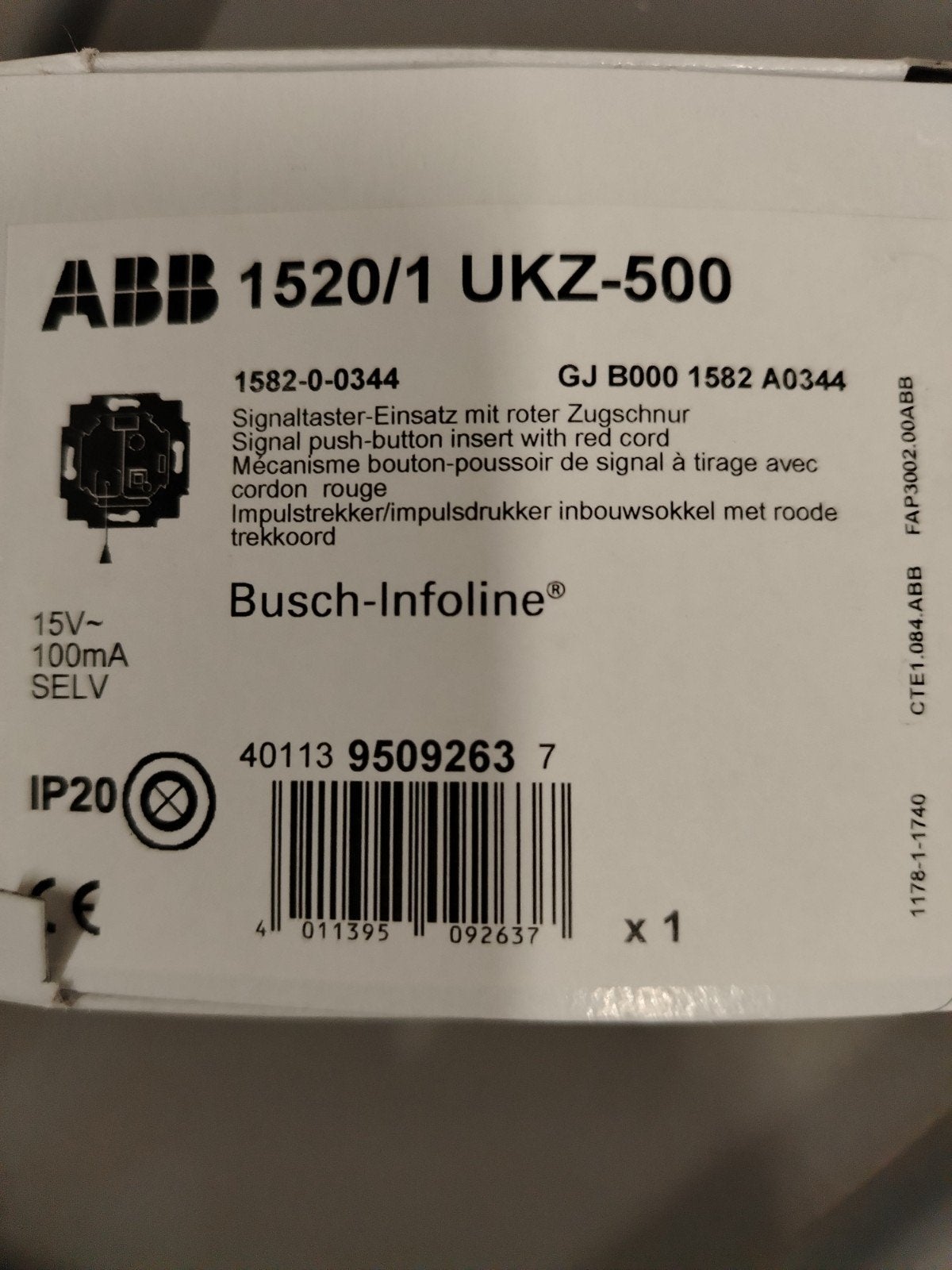 2x ABB Busch-Infoline Impulsdrukker Inbouwsokkel Nieuw, Ophalen of Verzenden, Nieuw, ABB, Schakelaar