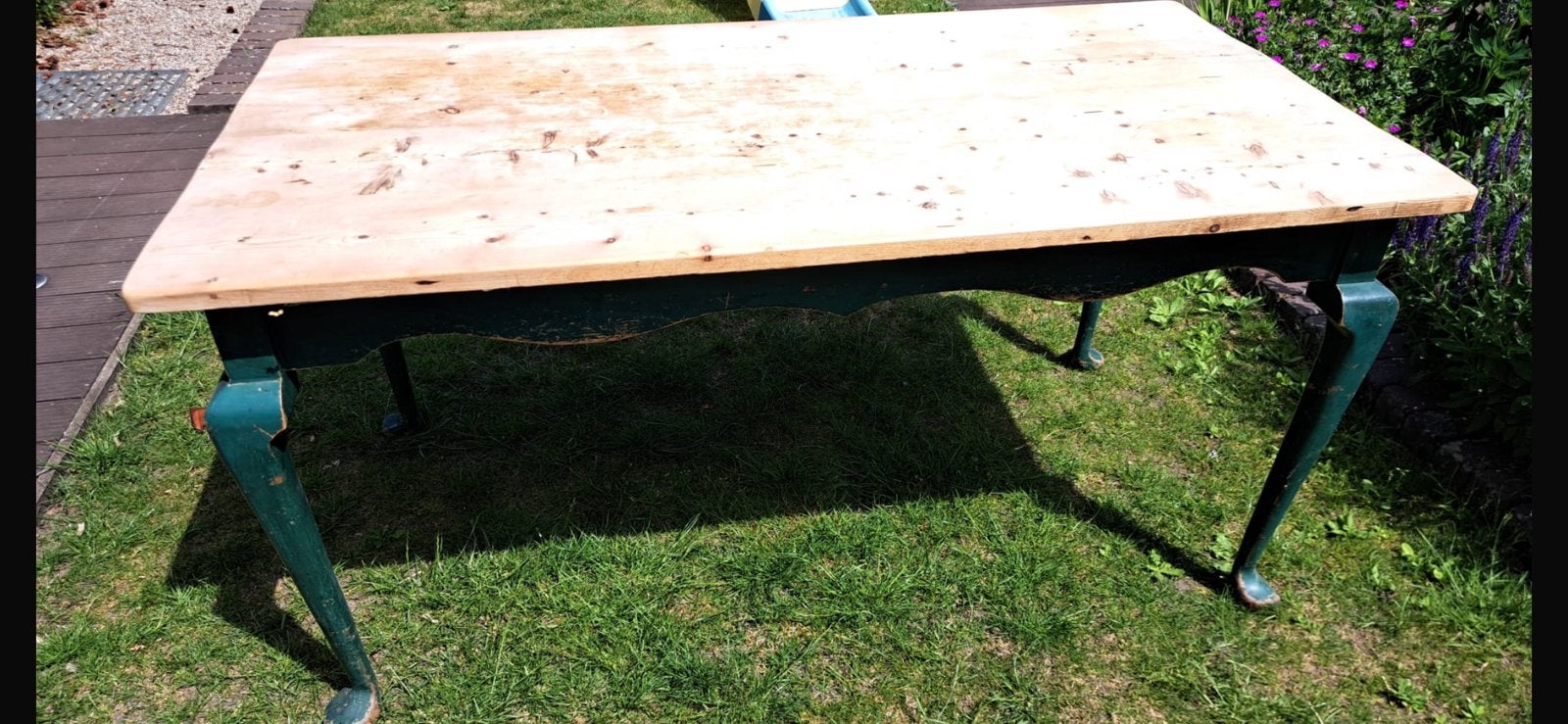 Brocante houten tafel 160 bij 84 antiek overkapping, Tuin en Terras, Tuintafels, Ophalen, Zo goed als nieuw, Rechthoekig, Hout
