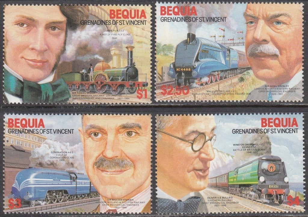 Treinen Bequia Grenadines of St. Vincent 1986 postfris, Ophalen of Verzenden, Postfris, Treinen