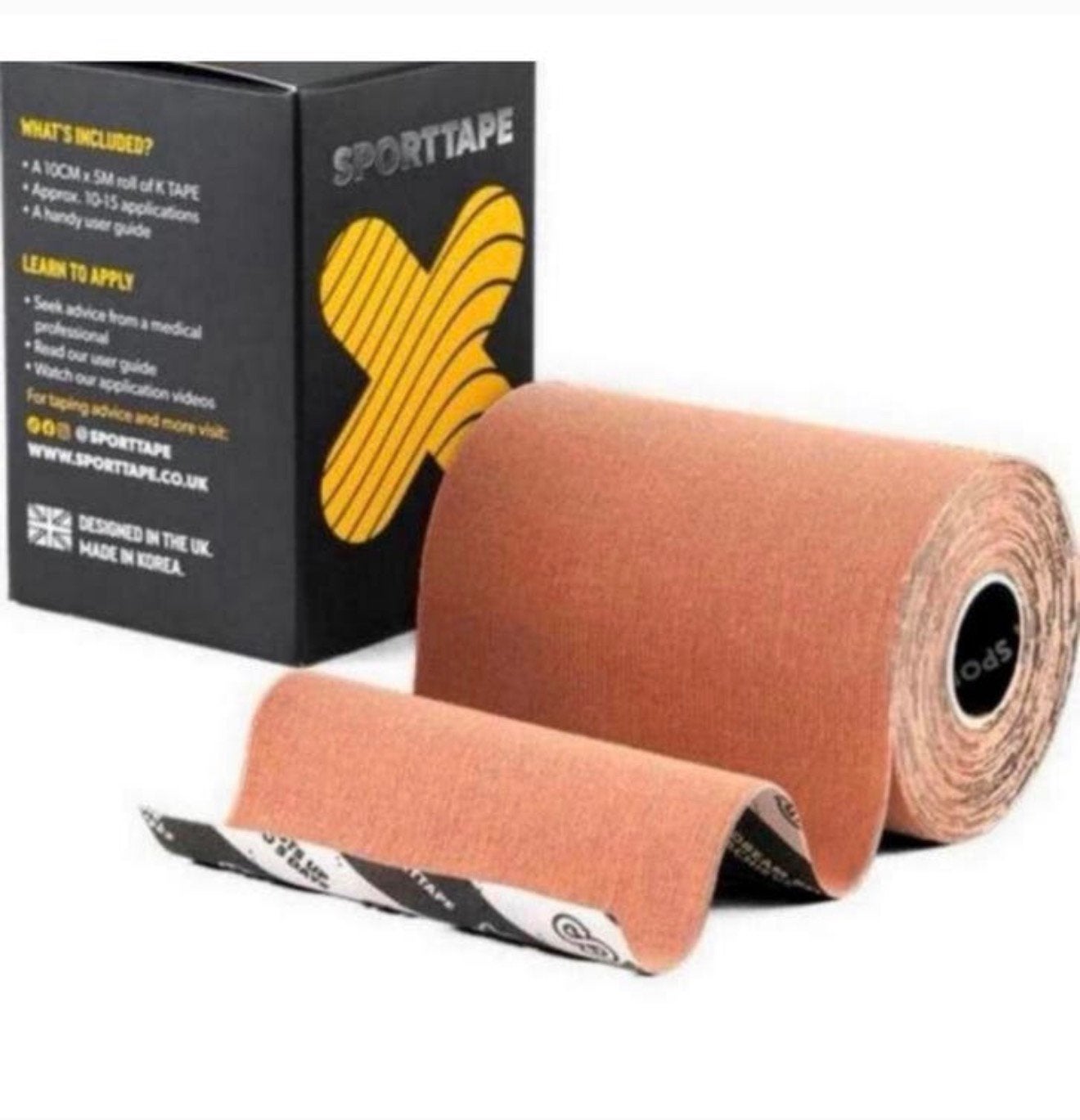 SPORTTAPE extra wide kinesiology tape 10cm x 5 meter BEIGE, Nieuw, Ophalen of Verzenden, H, H