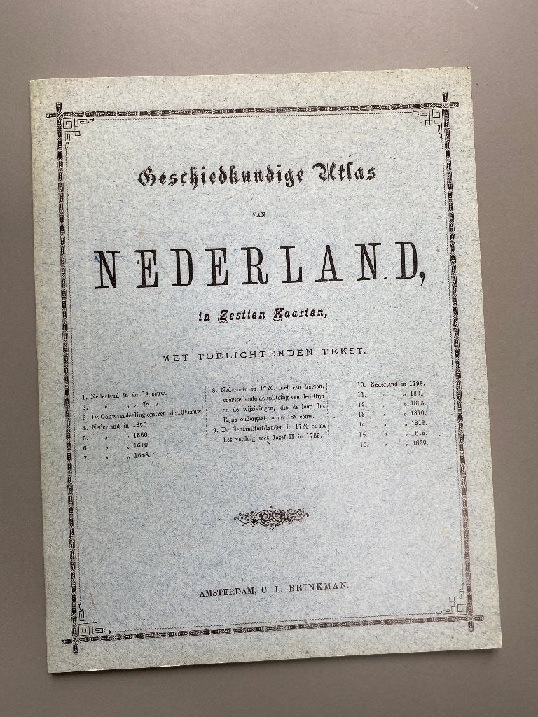 Geschiedkundige atlas van Nederland in 16 kaarten (1890), Overige atlassen, Ophalen of Verzenden, Zo goed als nieuw, 1800 tot 2000