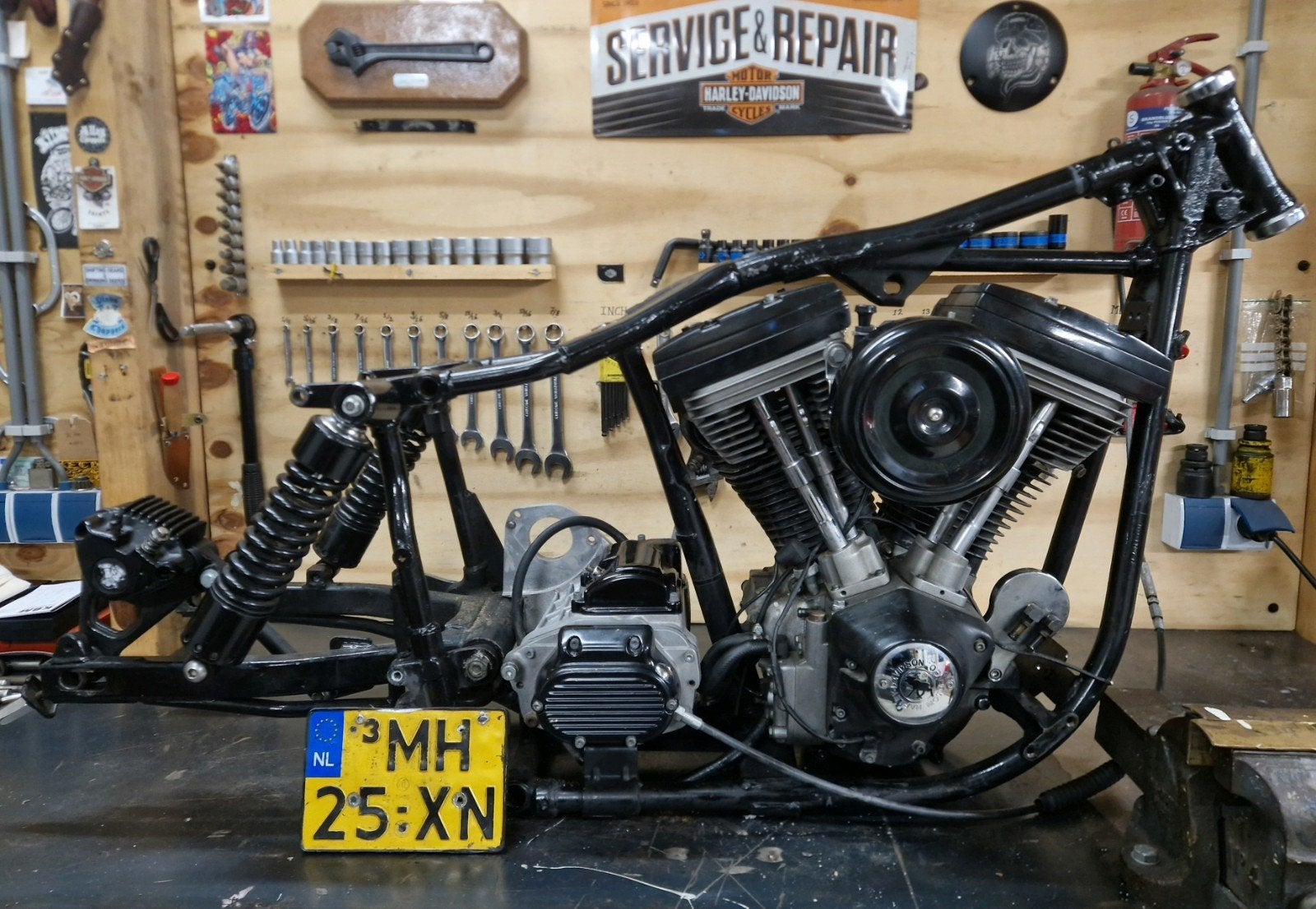 1985 Harley Davidson FXWG frame + kenteken + aandrijflijn, Ophalen, Gebruikt