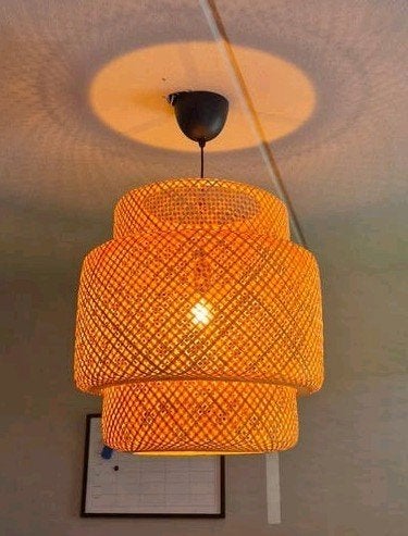 IKEA Sinnerlig hanglamp van bamboe 50 cm, Ophalen, Modern, Natuurlijk materiaal, Plafondlamp