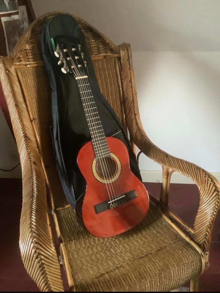 Gitaar met hoes - Ideaal voor beginners, Ophalen of Verzenden, Gebruikt, Klassieke of Spaanse gitaar, Met koffer