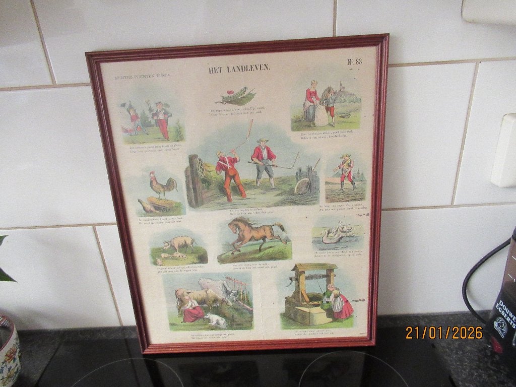 MEIJERS PRENT IN LIJST- HET LANDLEVEN- 4E SERIE-NO 83-1881, Ophalen of Verzenden