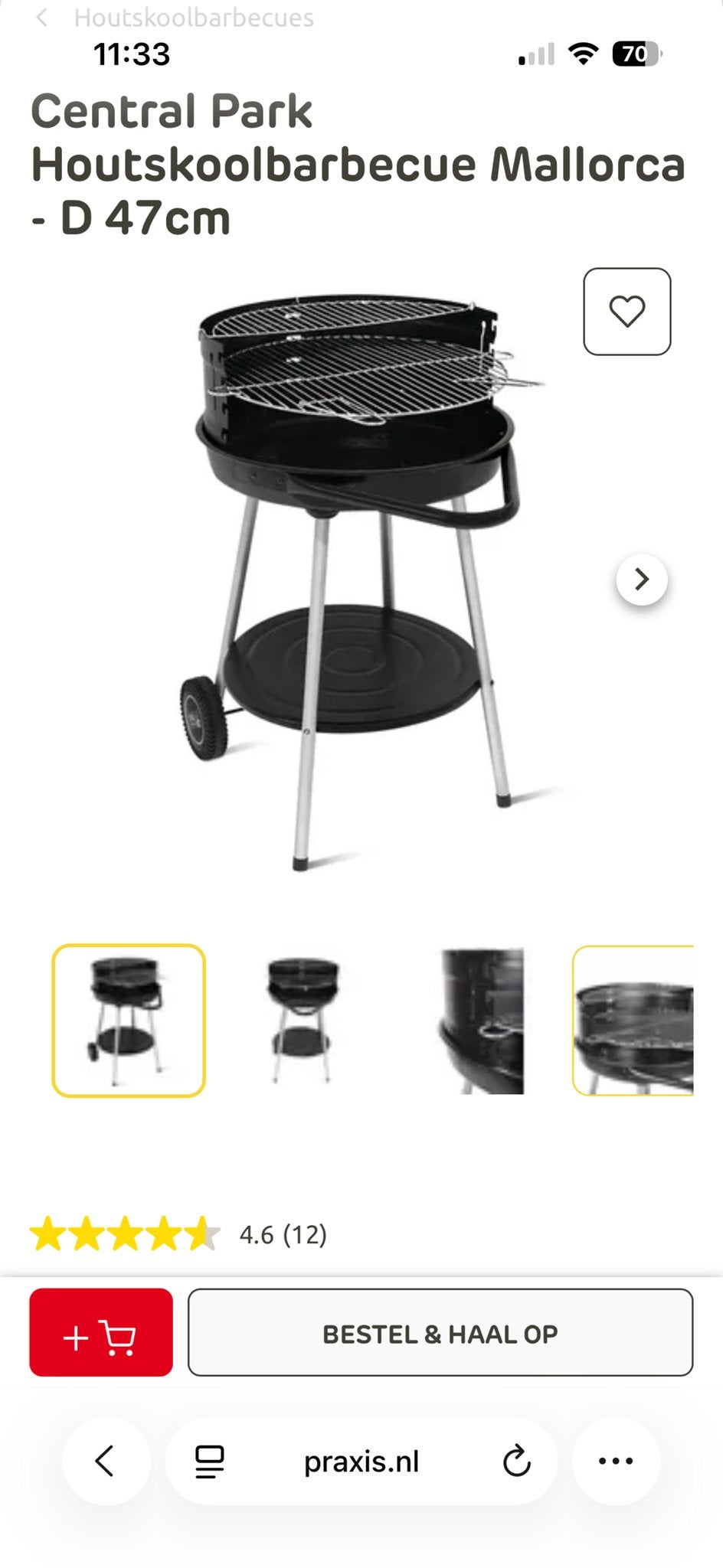 Central Park BBQ Mallorca-II Houtskoolbarbecue 47cm, Ophalen of Verzenden, Nieuw
