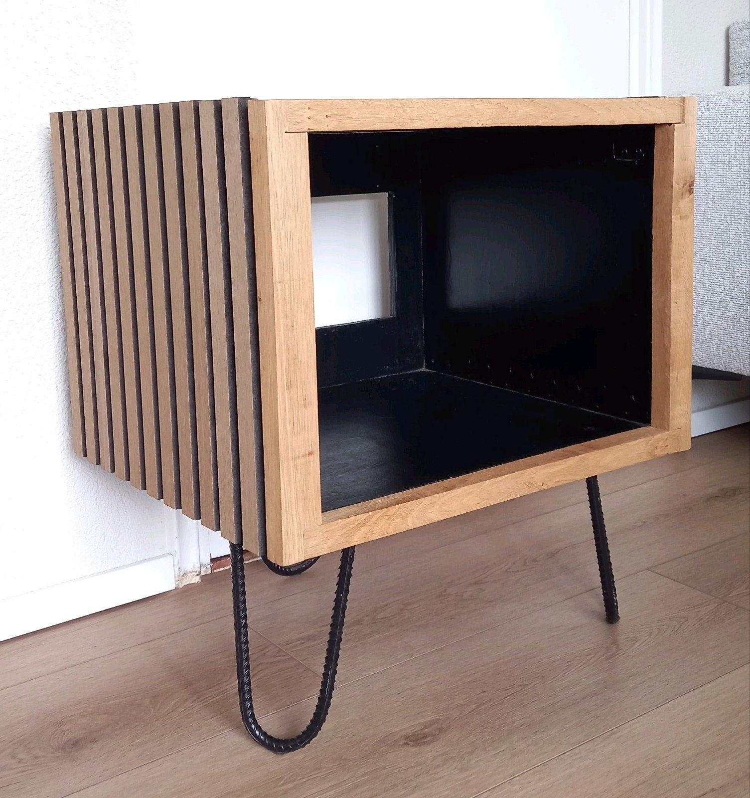 Uniek audio - tv - meubel van eikenhout, Ophalen, Eikenhout, 50 tot 100 cm, Zo goed als nieuw